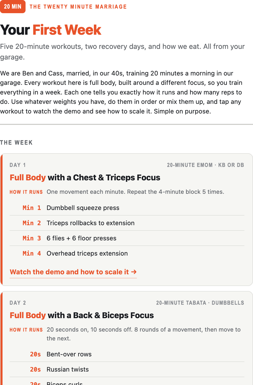 The first page of Your First Week, the printable seven day plan
